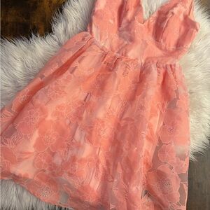 Lulu's Coral Floral Dress